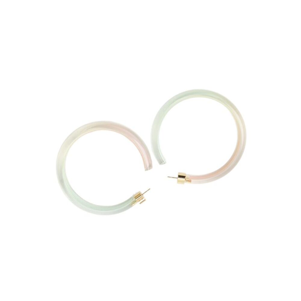 Alison Lou Womens Gold Plated Green/Pink Lucite Medium Jelly Hoops